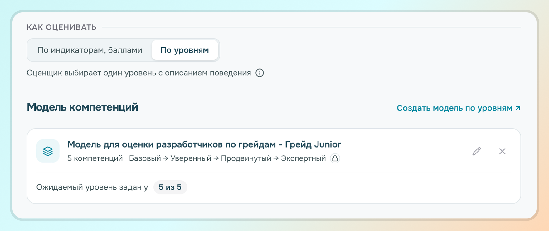 выбор типа оценки при запуске оценки 360