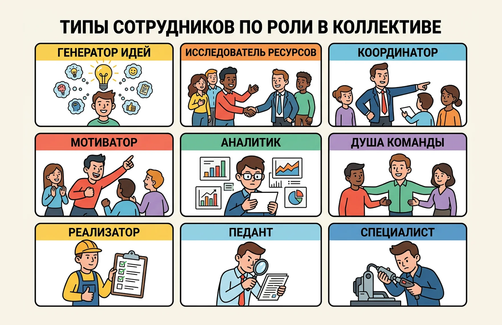 типы работников командные роли