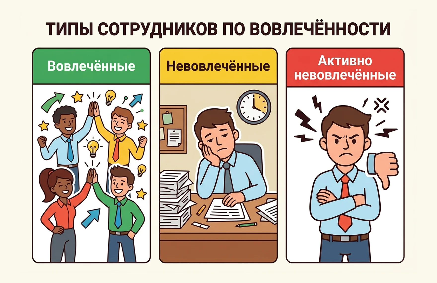 типы сотрудников по вовлеченности